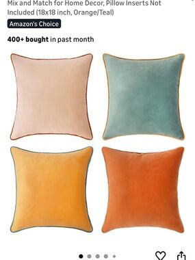 Velvet Accent Pillow Set - Orange, Teal, Peach, Mustard